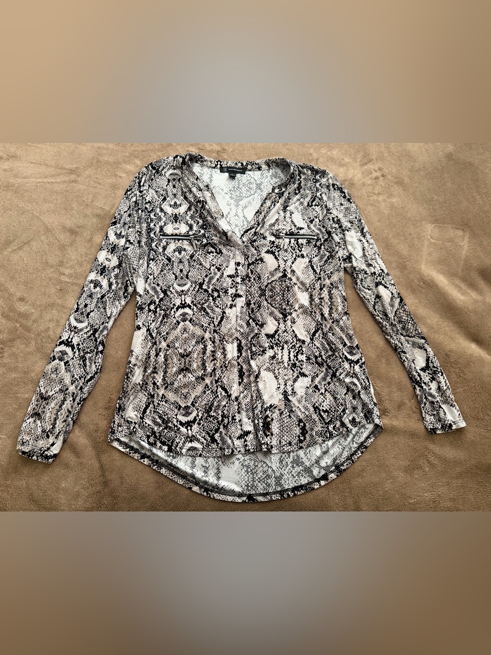 Black and White Snake Print Blouse